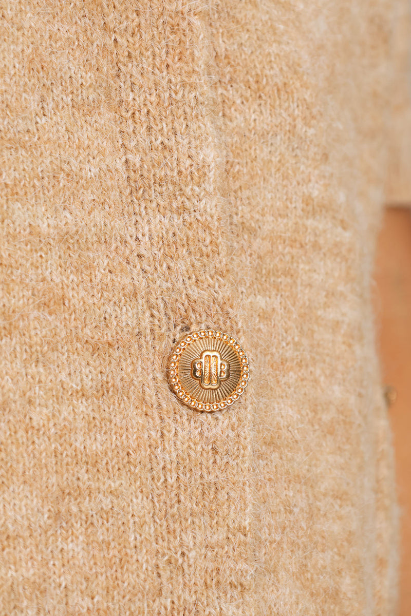 Fluffy Mohair Short Sleeve Cardigan - Oatmeal