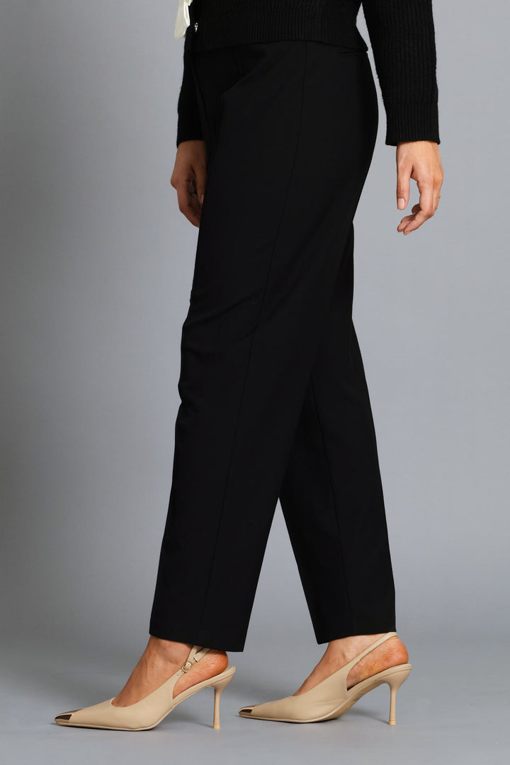 D-Ring Pin Tuck Slim Leg Pants - Black