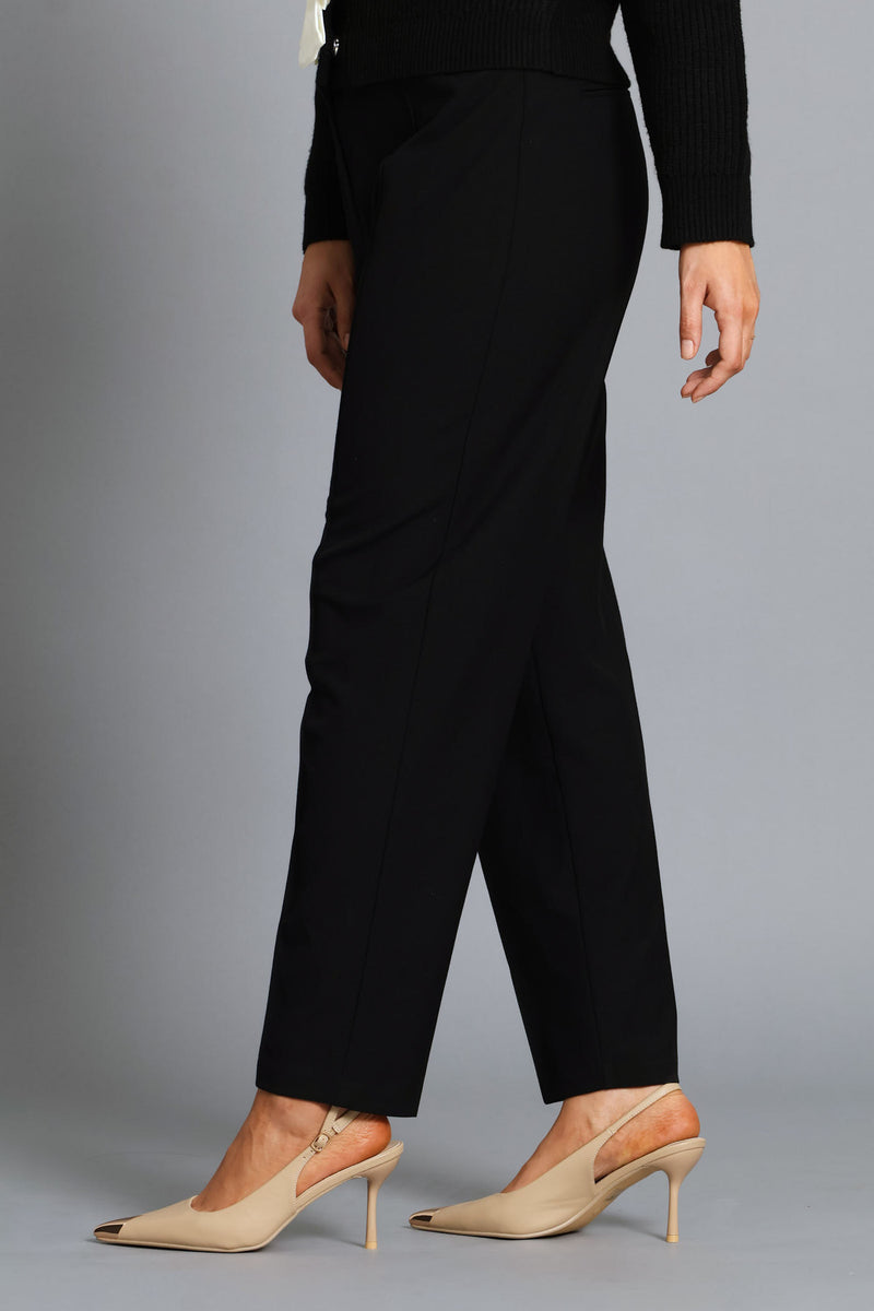 D-Ring Pin Tuck Slim Leg Pants - Black