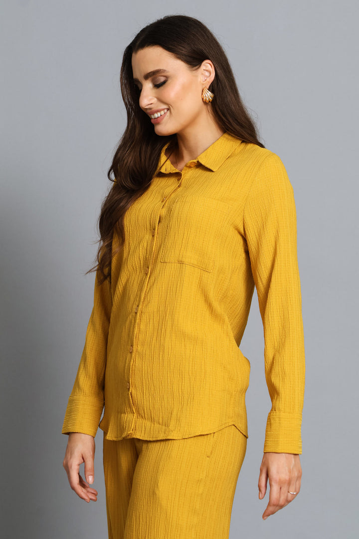 Textured Smart Shirt - Mustard