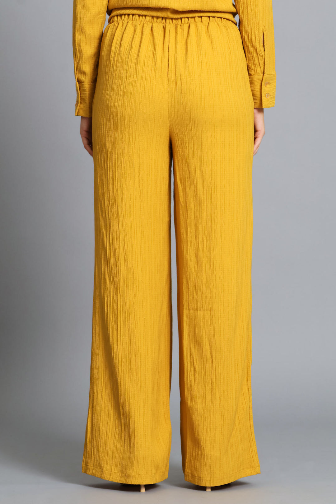 Textured Wide Leg Pant - Mustard