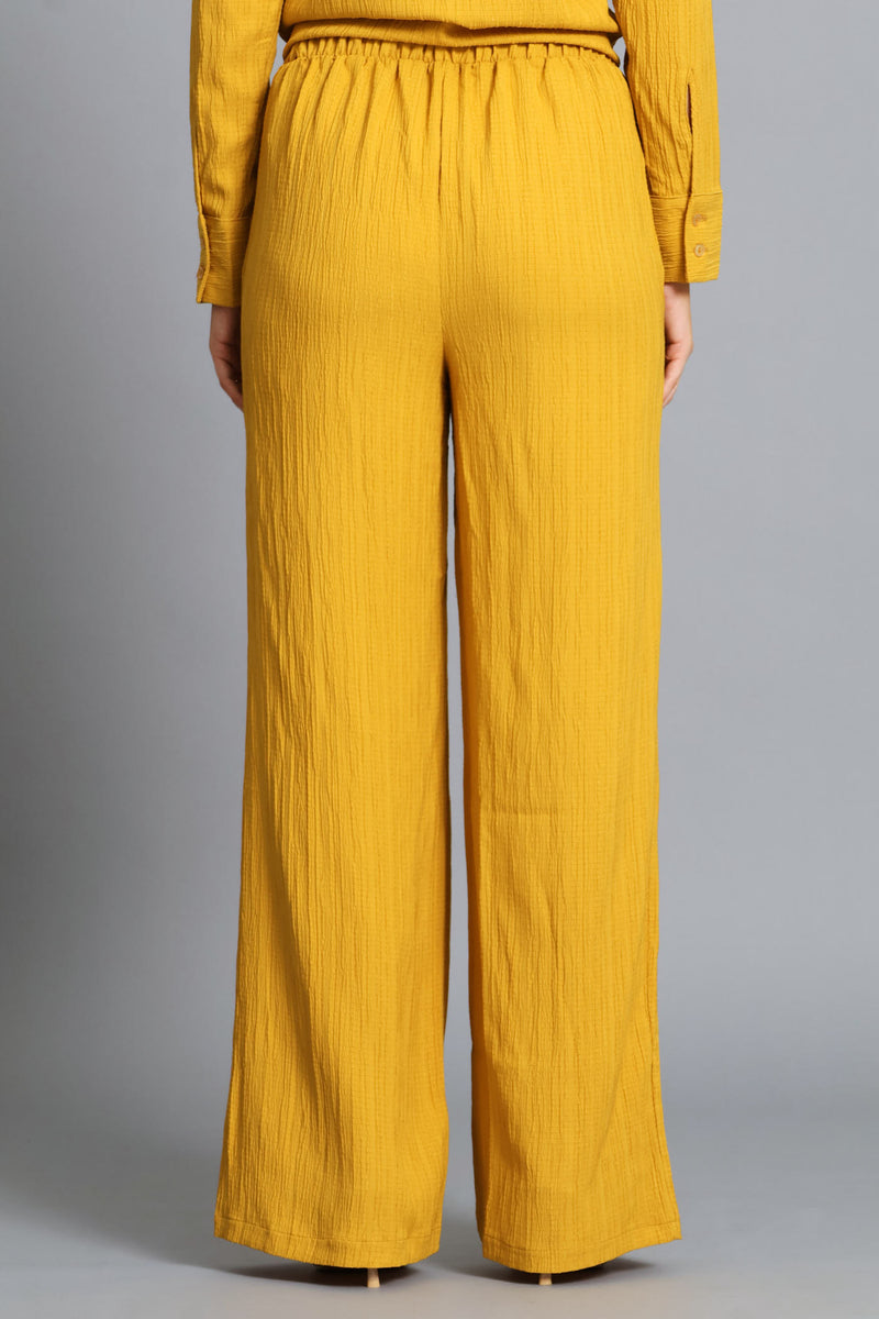 Textured Wide Leg Pant - Mustard
