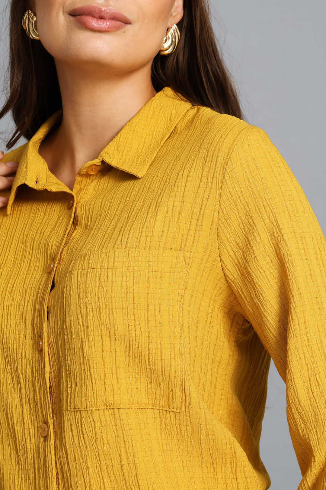 Textured Smart Shirt - Mustard