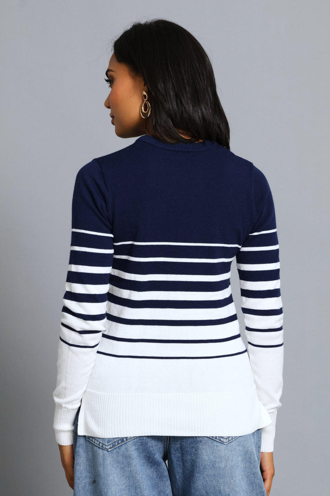 Striped Pullover - Navy/White
