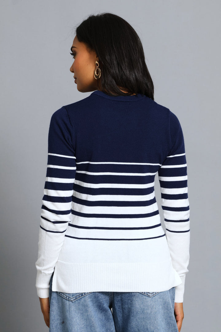 Striped Pullover - Navy/White