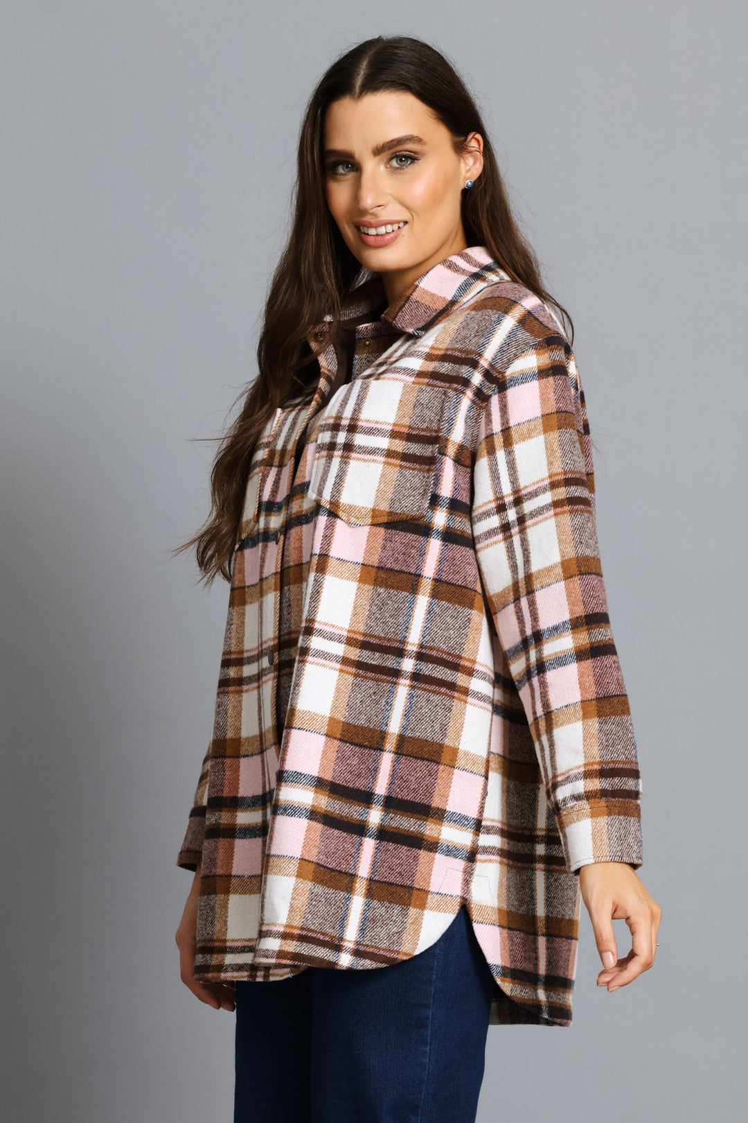 Heavy Lined Melton Oversized Button Through Jacket - Light Pink