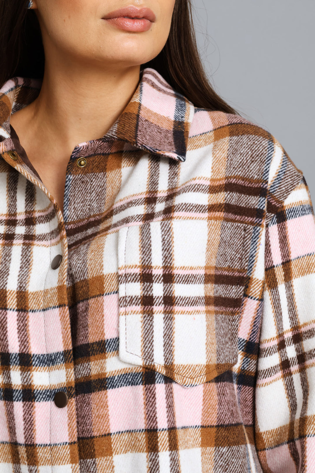 Heavy Lined Melton Oversized Button Through Jacket - Light Pink
