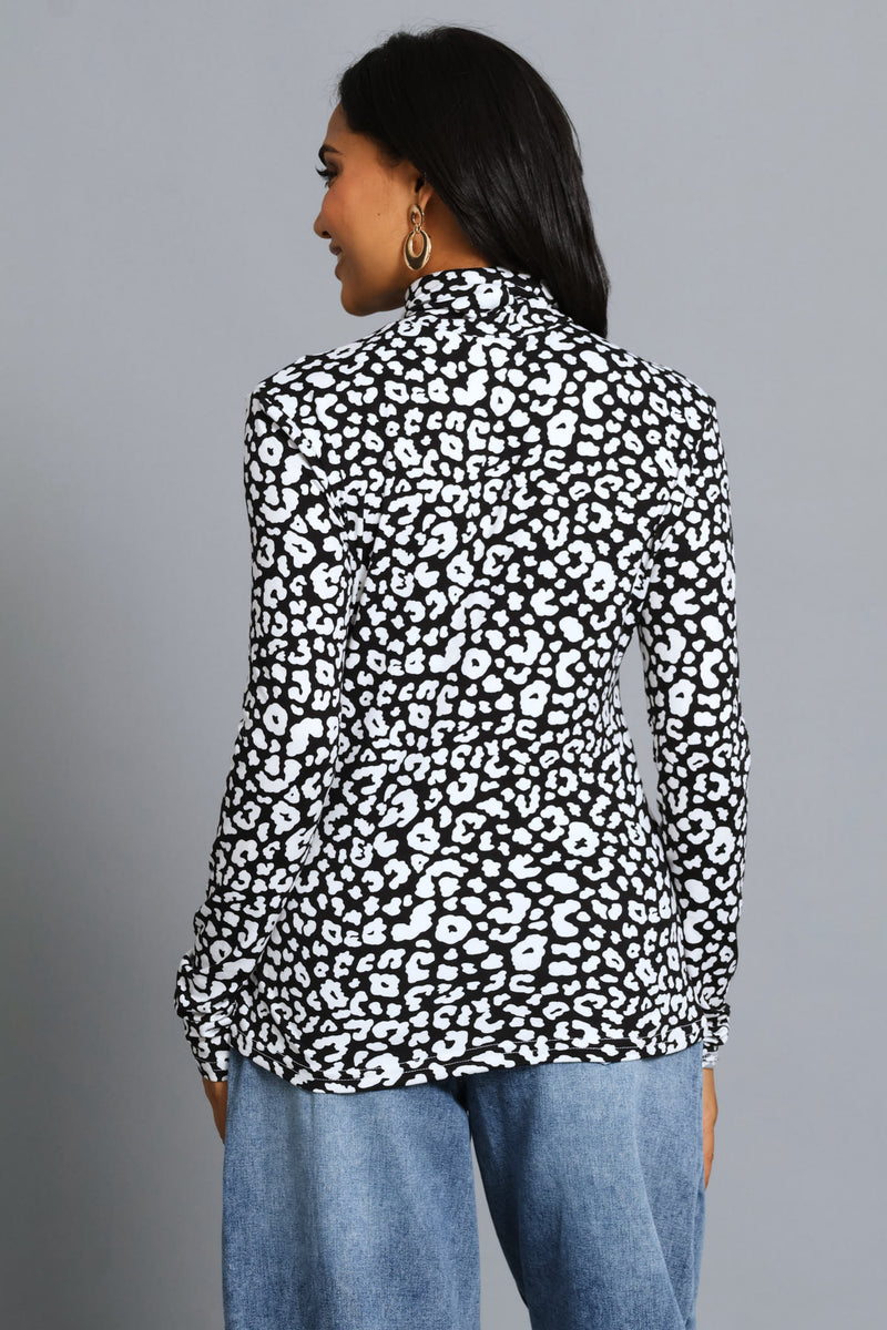 Long Sleeve Basic Poloneck - Black/White