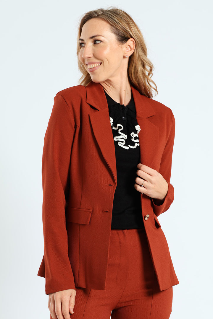 Double Button Twill Blazer - Copper
