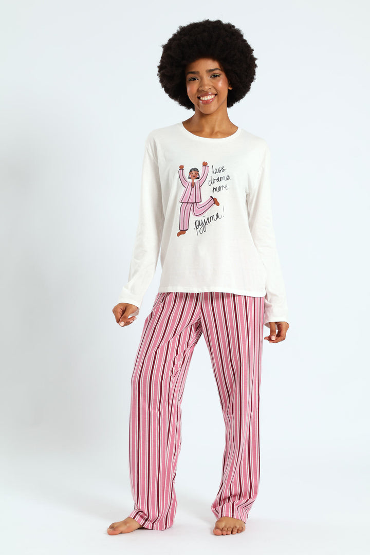 Long Sleeve Knit Tee - White