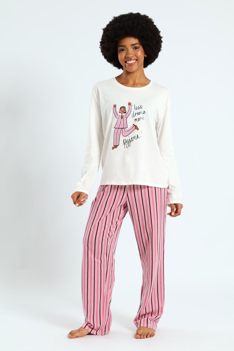 Long Sleeve Knit Tee - White