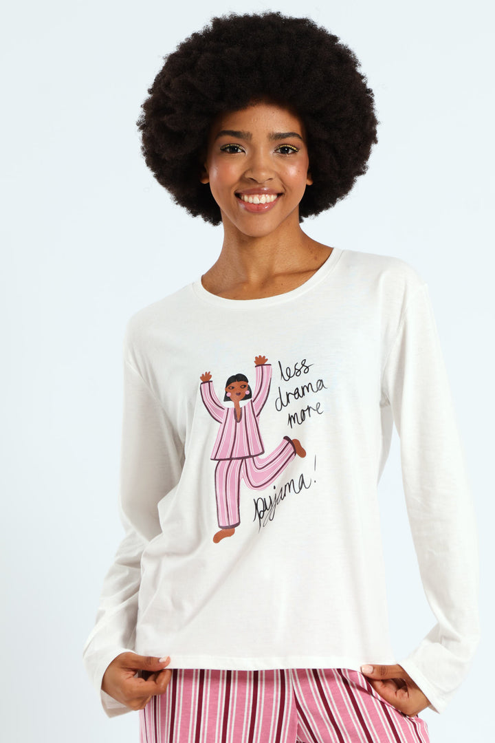 Long Sleeve Knit Tee - White