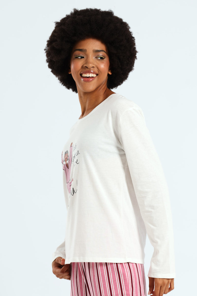 Long Sleeve Knit Tee - White