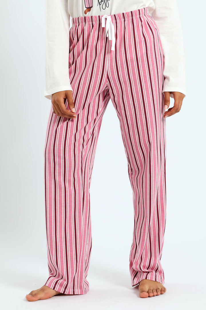 Knit Stripe Pant - White/Pink