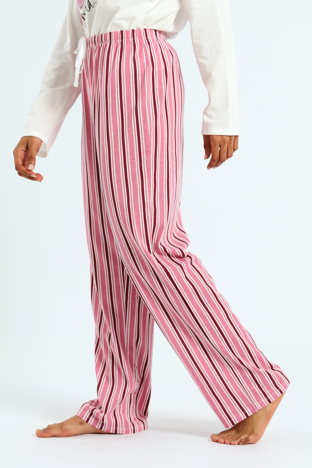 Knit Stripe Pant - White/Pink