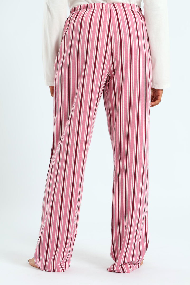 Knit Stripe Pant - White/Pink