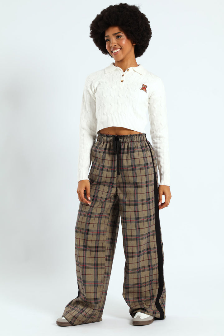 Check Side Stripe Trouser - Neutral