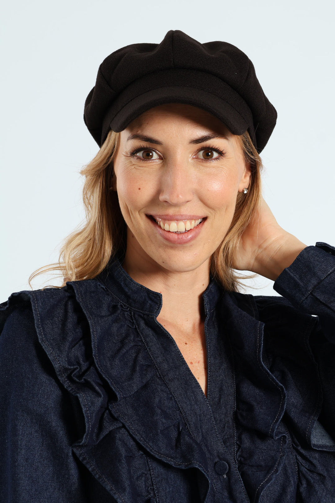 Felt Baker Boy Hat - Black