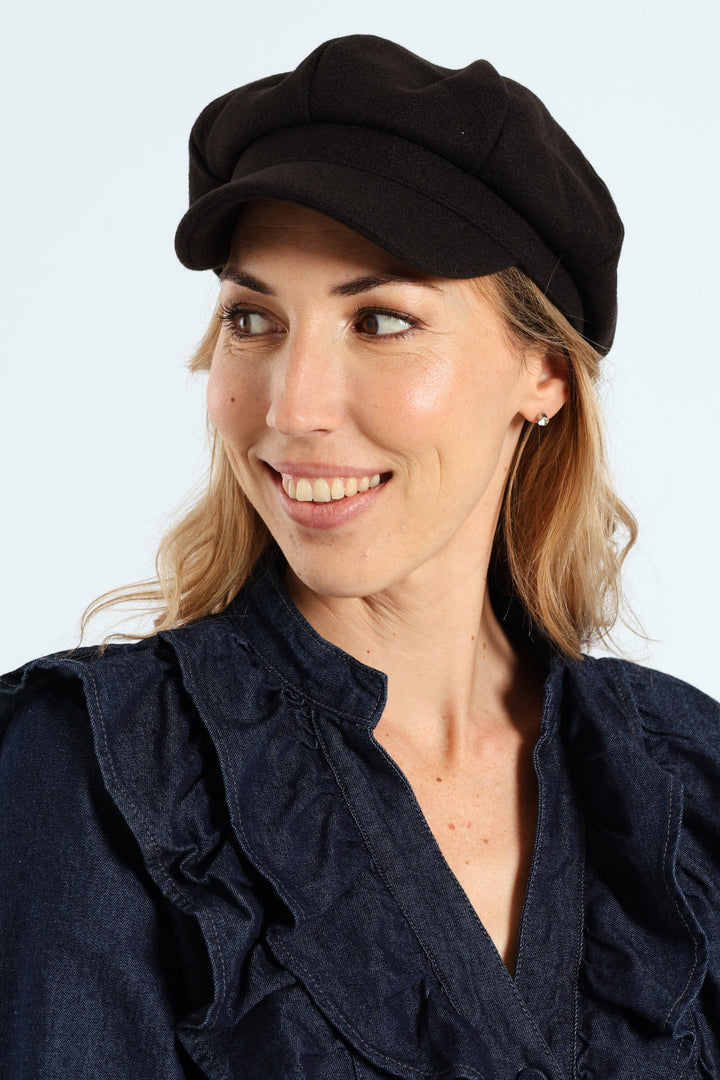 Felt Baker Boy Hat - Black