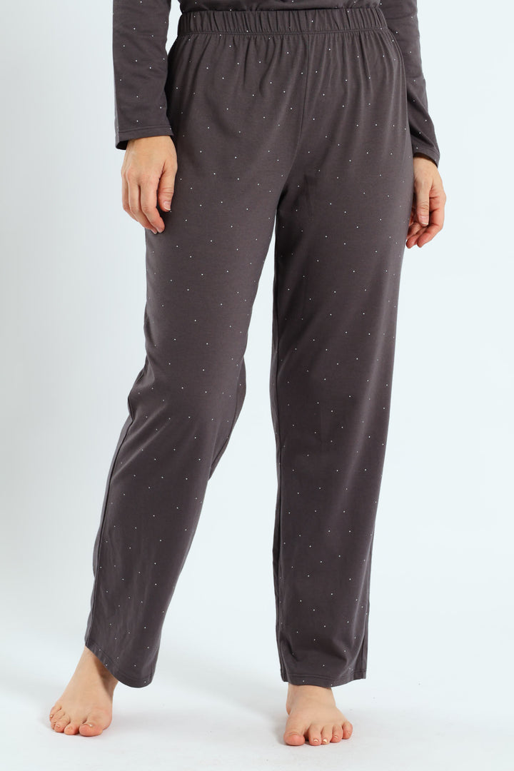 Micro Spot Knit Straight Leg Pant - Charcoal