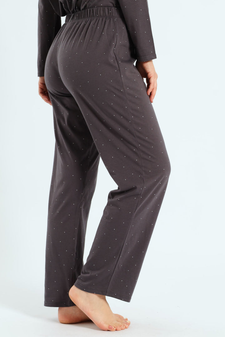 Micro Spot Knit Straight Leg Pant - Charcoal