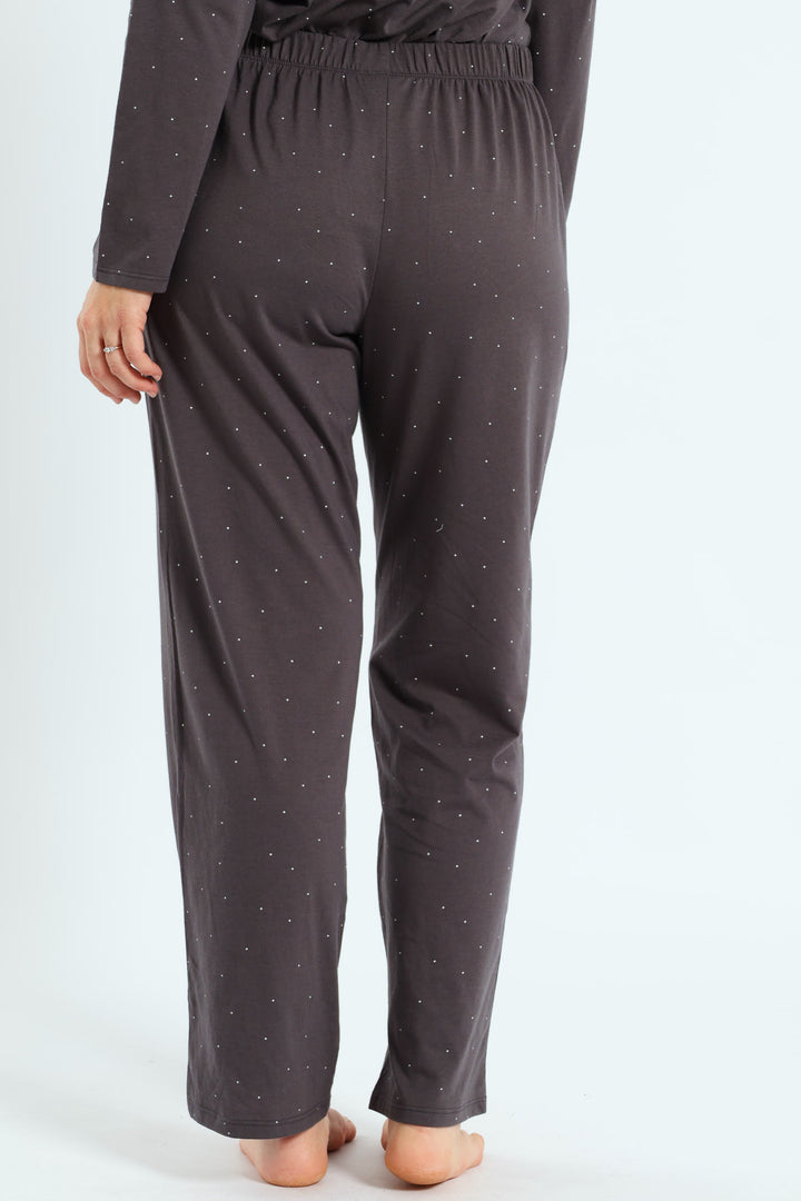 Micro Spot Knit Straight Leg Pant - Charcoal