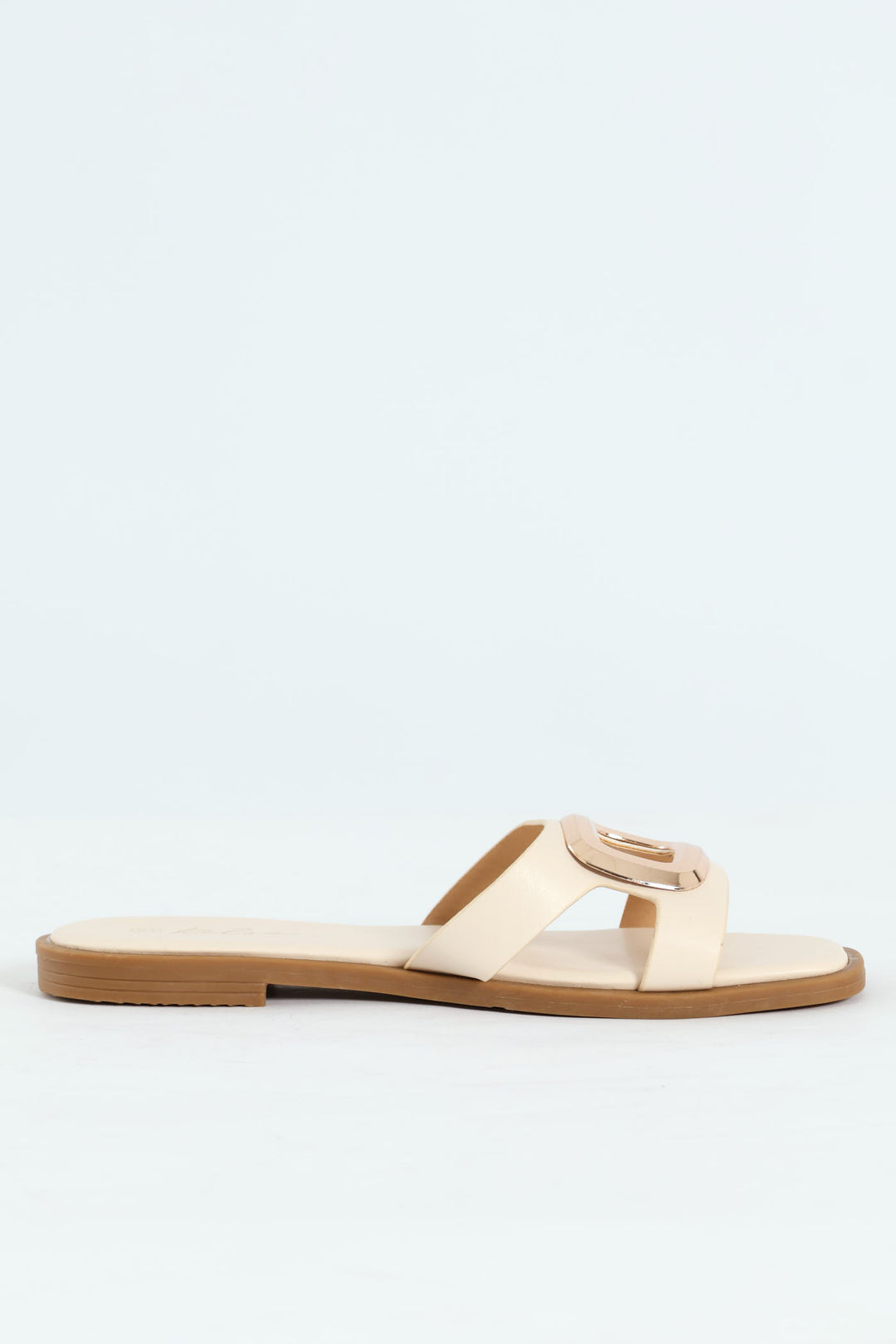 Oval Trim Single Band Mule Sandal - Off White