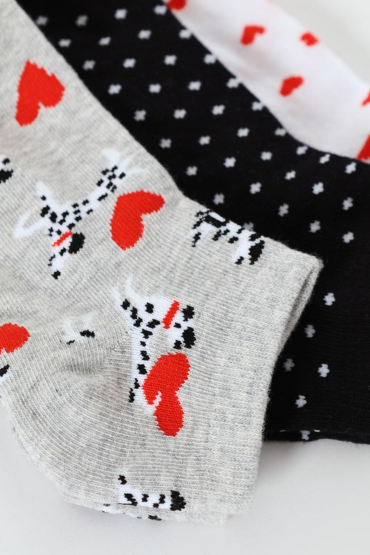 3 Pack Dalmation Low Cut Sock - White/Grey