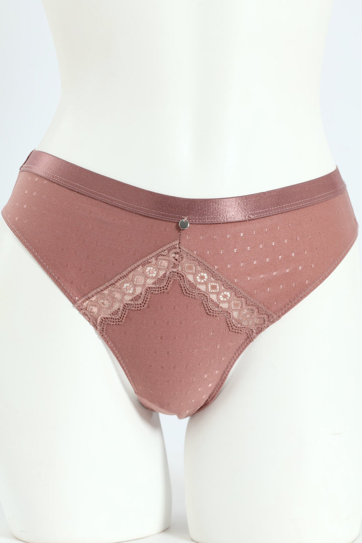 2 Pack Microfiber & Lace Hicut Panties - Teal/Mocha