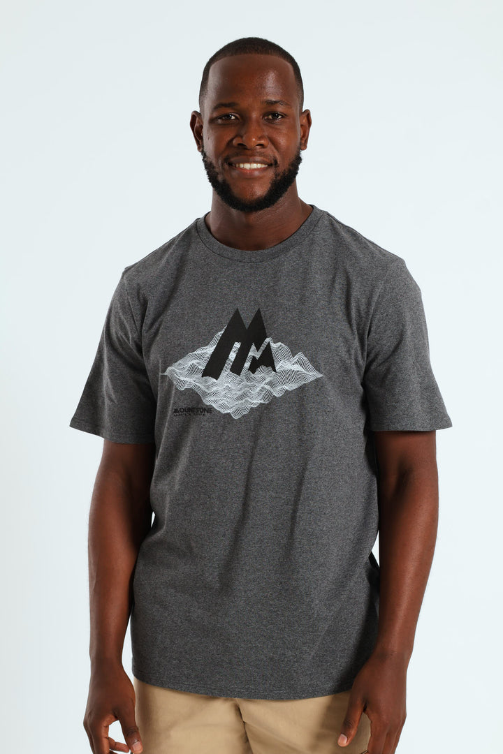 Contour Map Mount Stone Tee - Charcoal Melange