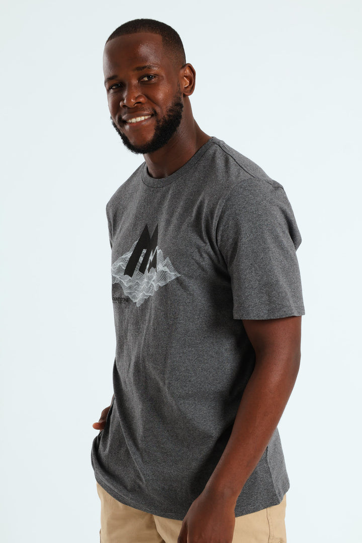 Contour Map Mount Stone Tee - Charcoal Melange