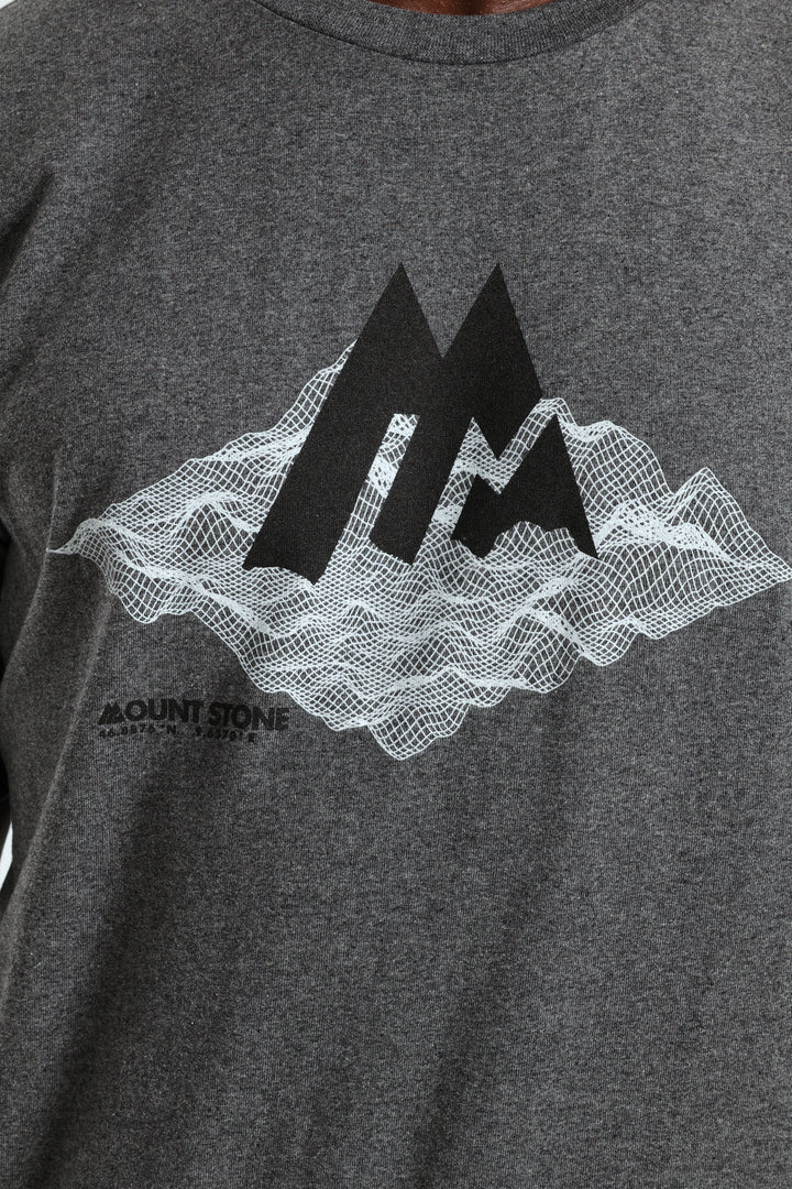 Contour Map Mount Stone Tee - Charcoal Melange
