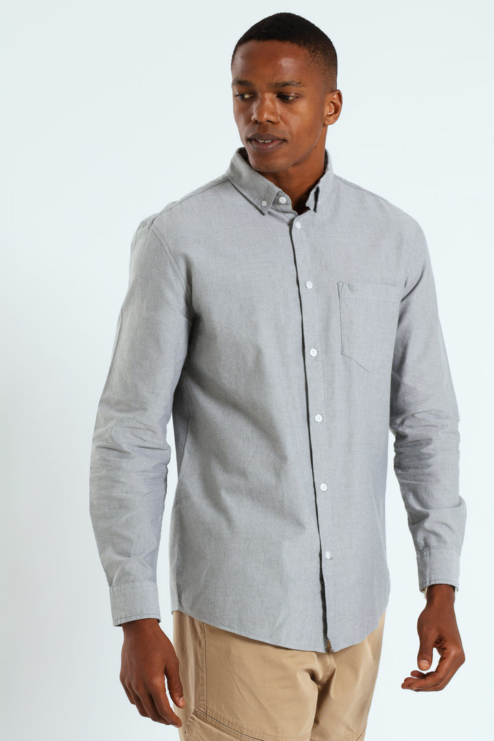 Long Sleeve Oxford Shirt - Green Grey