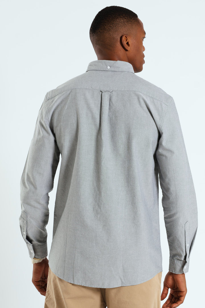 Long Sleeve Oxford Shirt - Green Grey