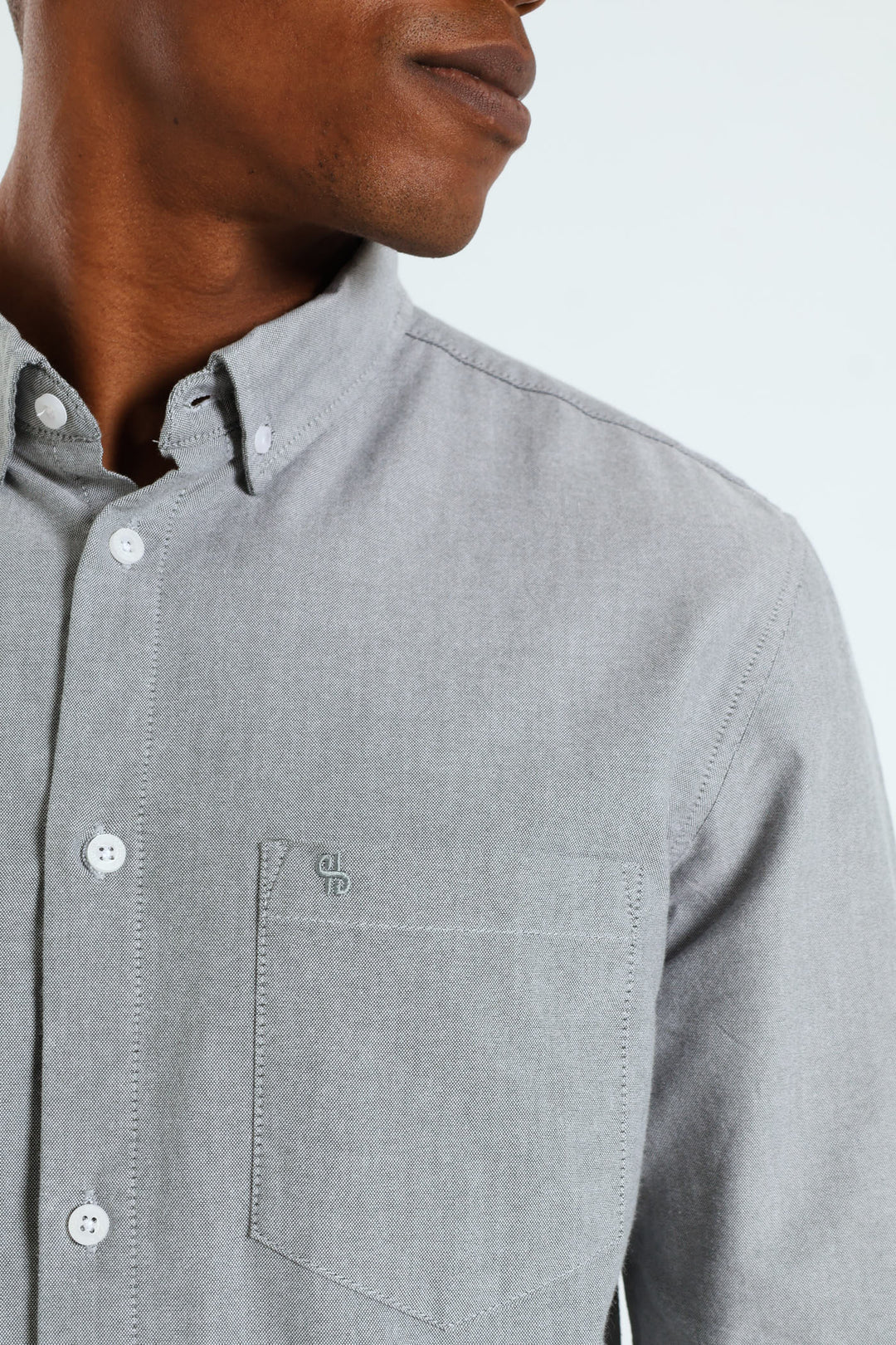 Long Sleeve Oxford Shirt - Green Grey