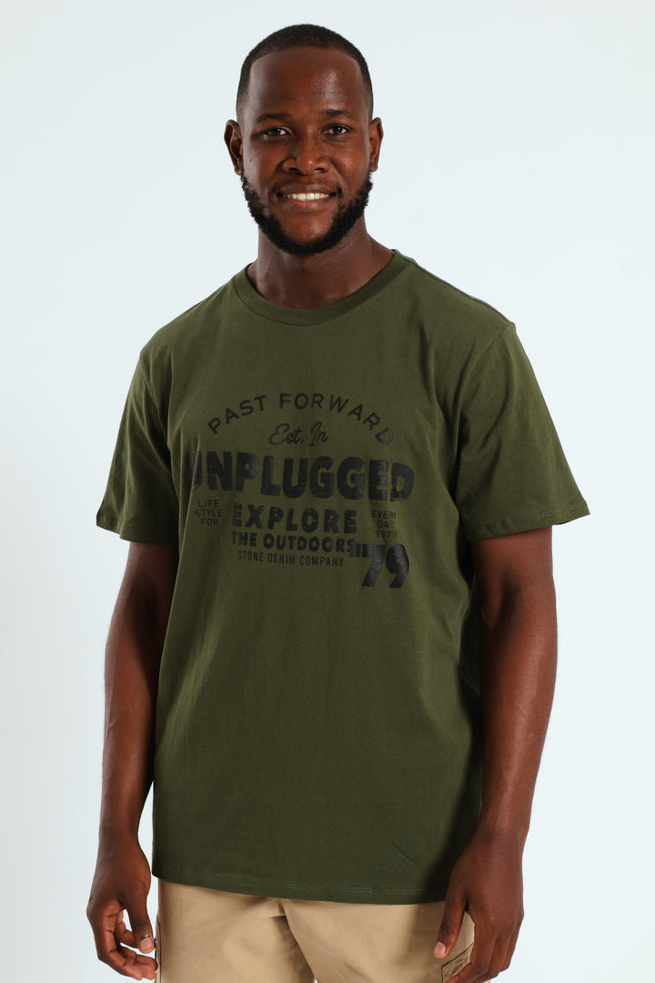 Unplugged Front Print Tee - Fatigue