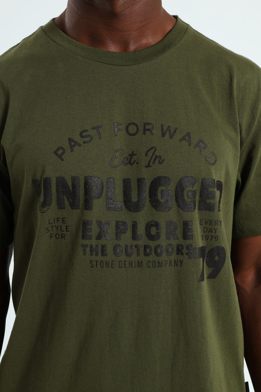 Unplugged Front Print Tee - Fatigue