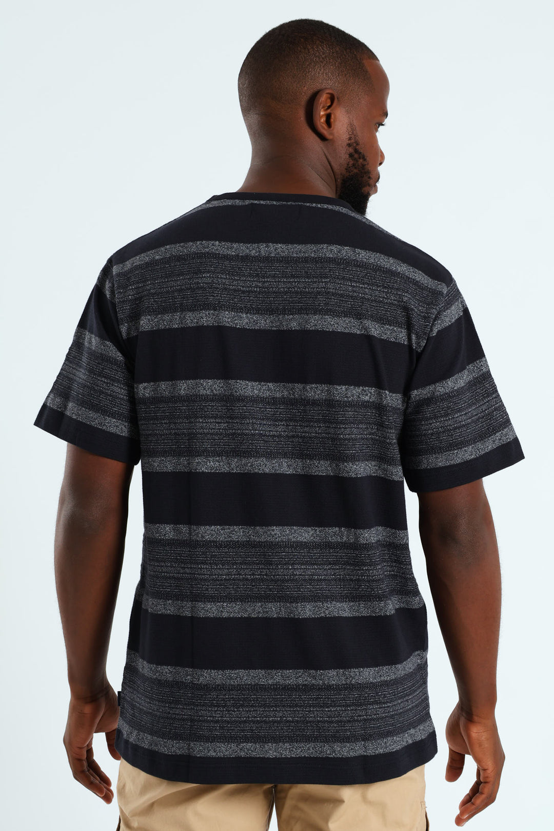 Stripe Jacquard Crew Tee - Dark Navy