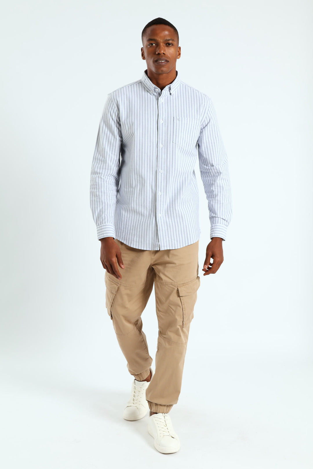 Long Sleeve Stripe Shirt - Light Blue