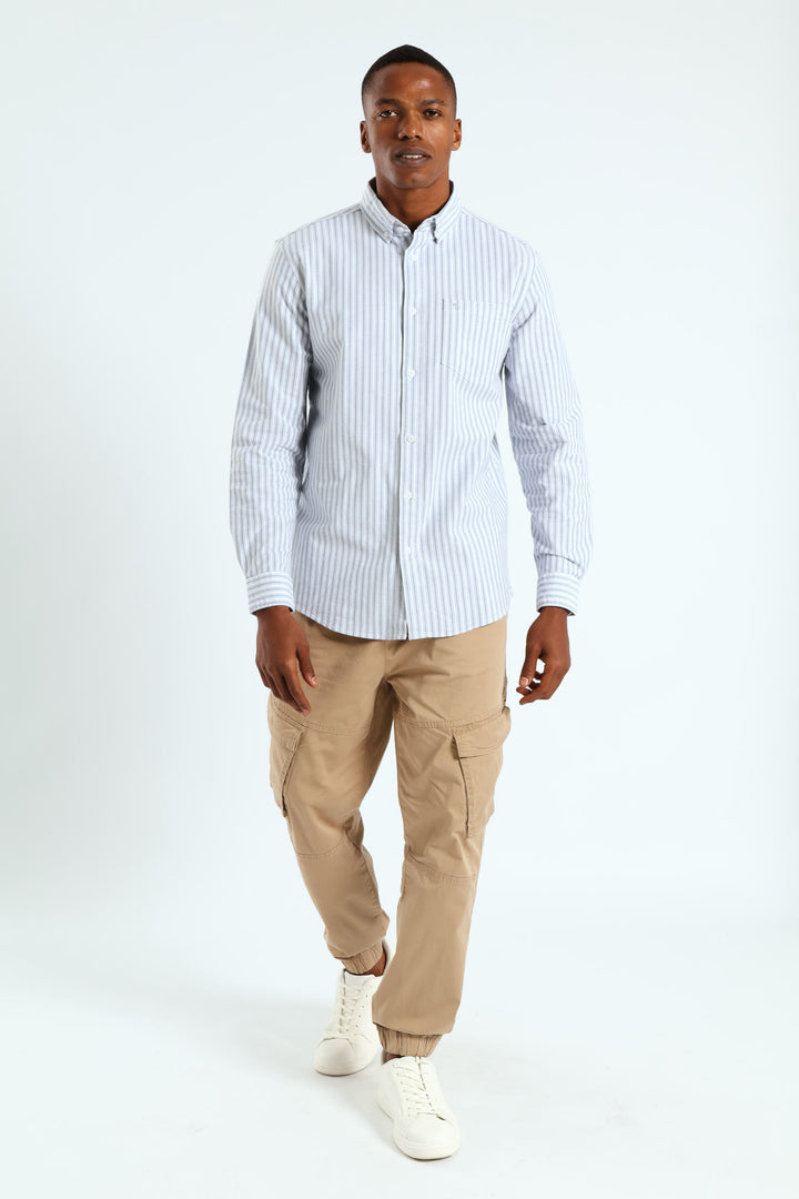 Long Sleeve Stripe Shirt - Light Blue