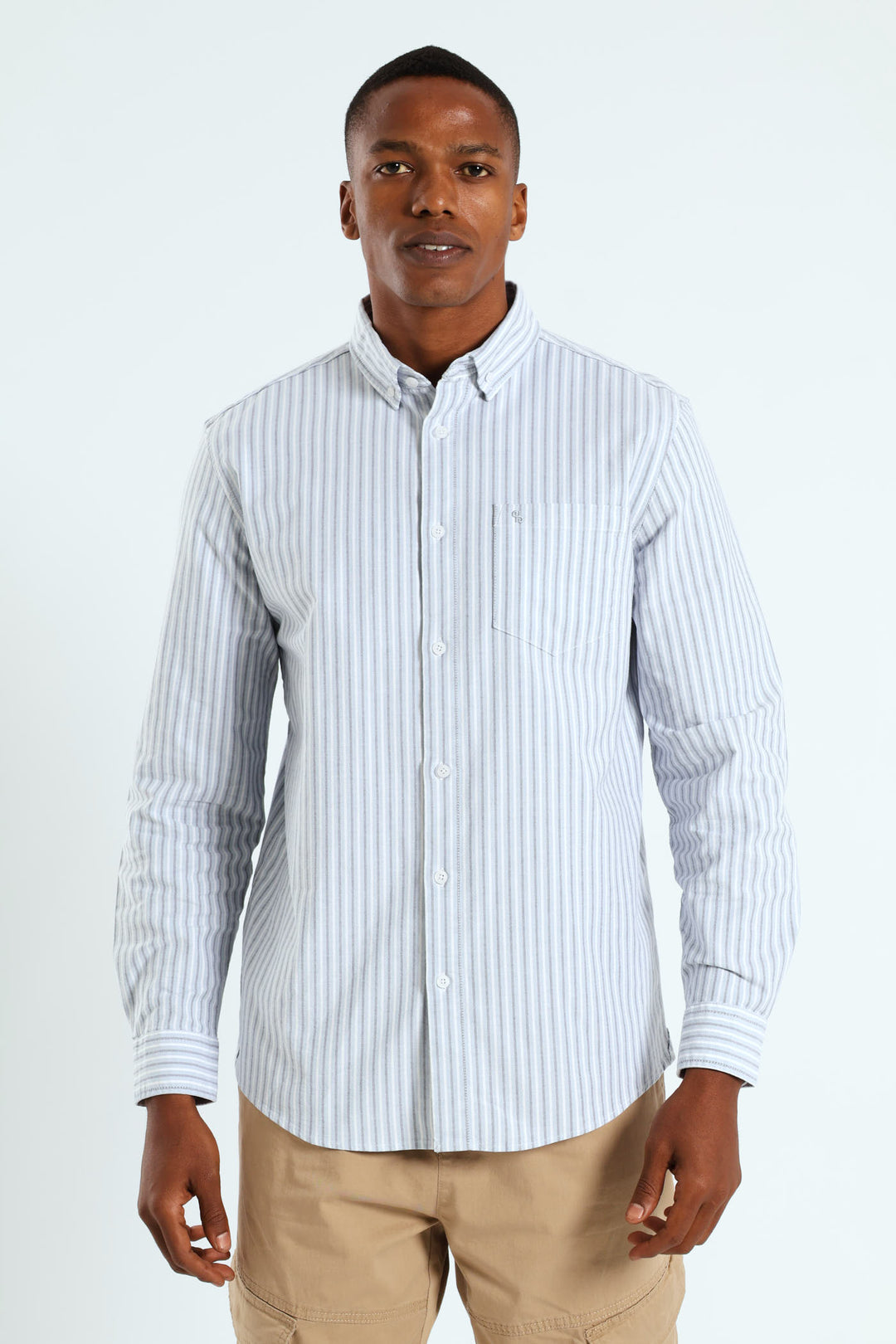 Long Sleeve Stripe Shirt - Light Blue