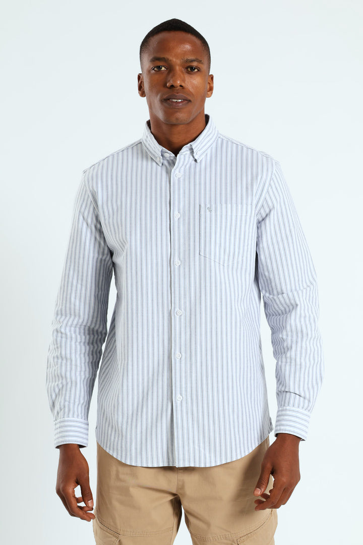 Long Sleeve Stripe Shirt - Light Blue