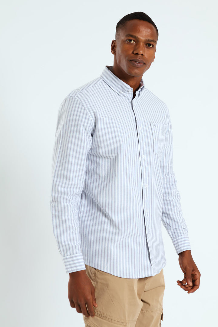 Long Sleeve Stripe Shirt - Light Blue