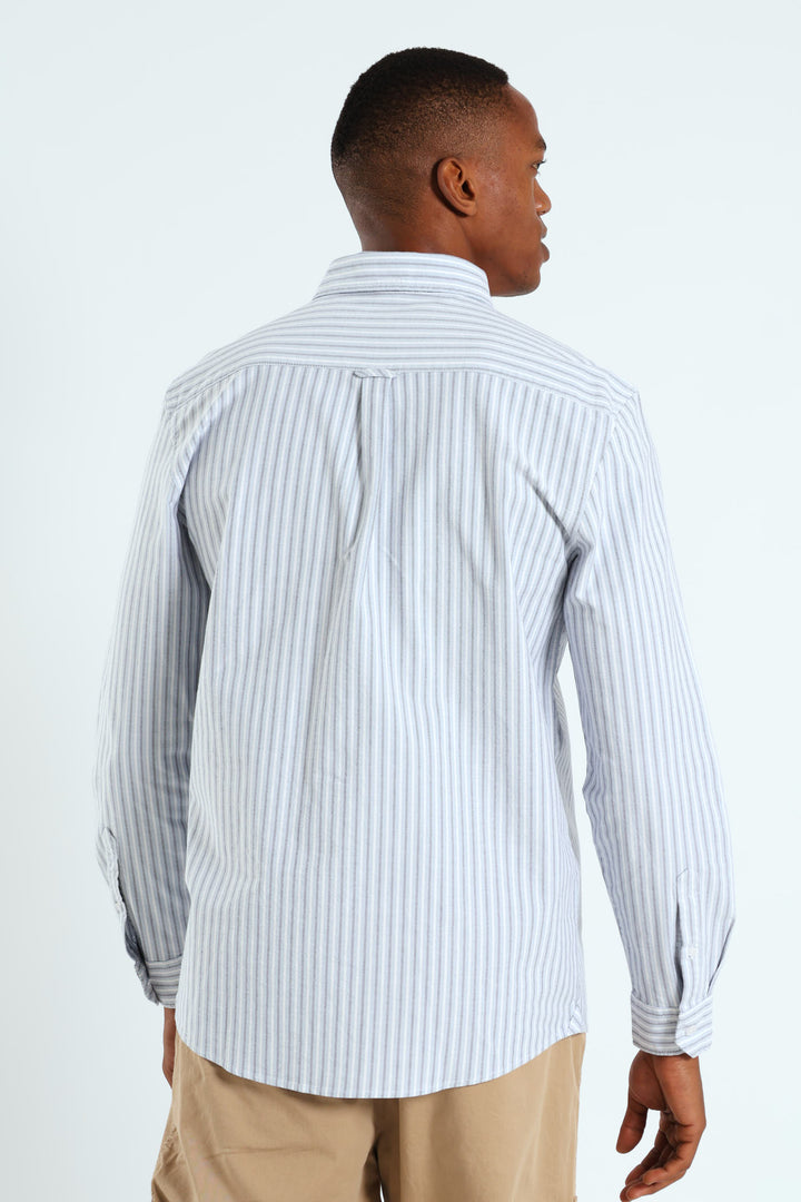 Long Sleeve Stripe Shirt - Light Blue