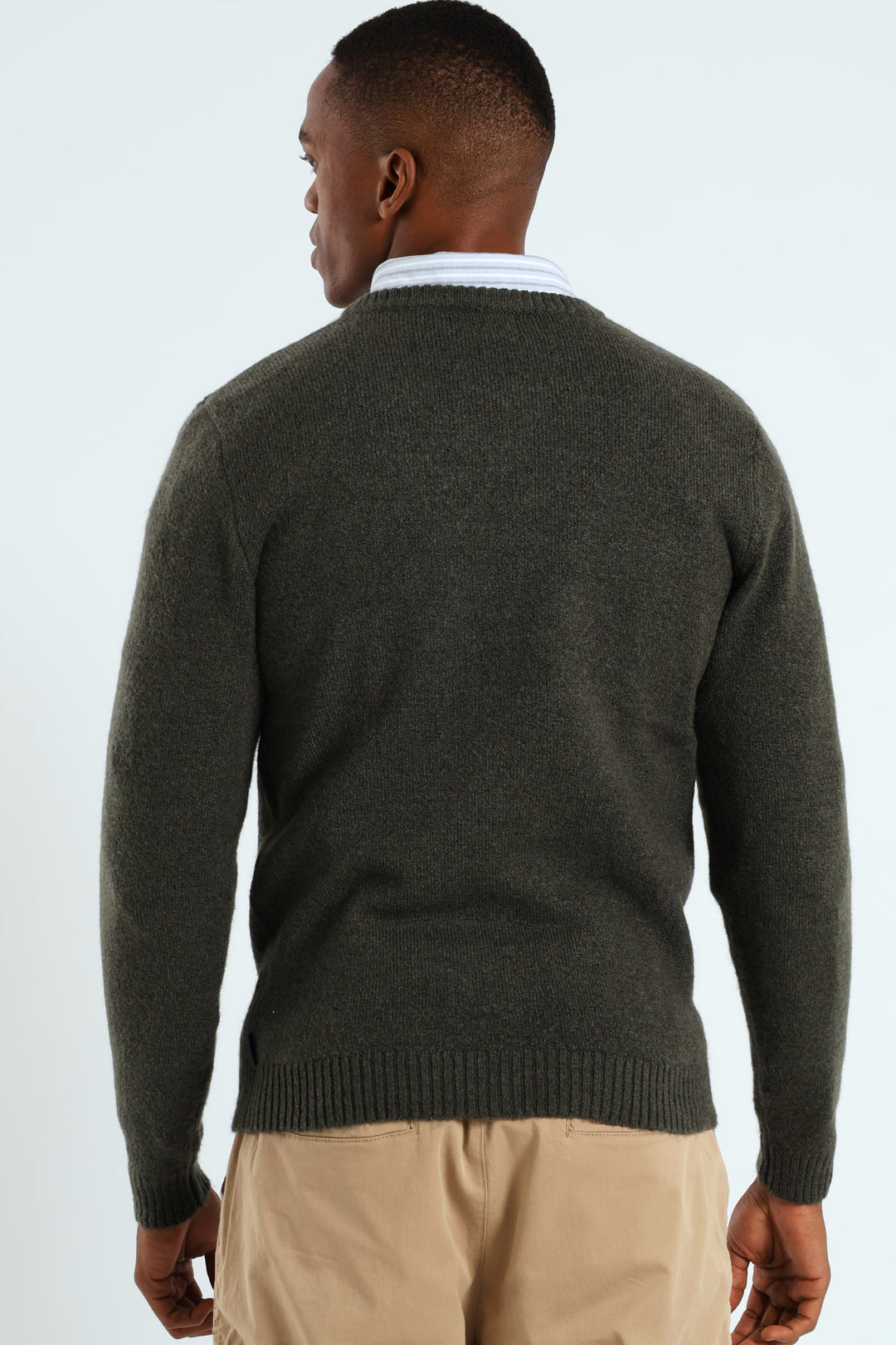 Plain V-Neck Knitwear - Fatigue