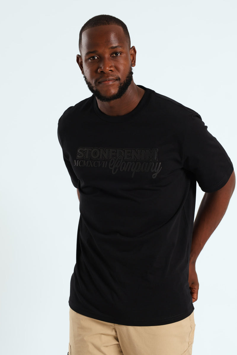 Heavyweight Stone Denim Co. Chest Print Tee - Black