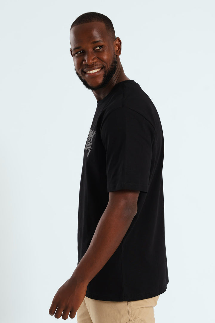 Heavyweight Stone Denim Co. Chest Print Tee - Black