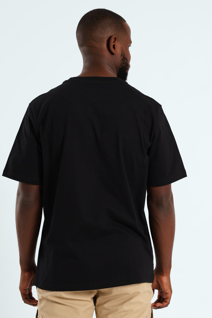 Heavyweight Stone Denim Co. Chest Print Tee - Black