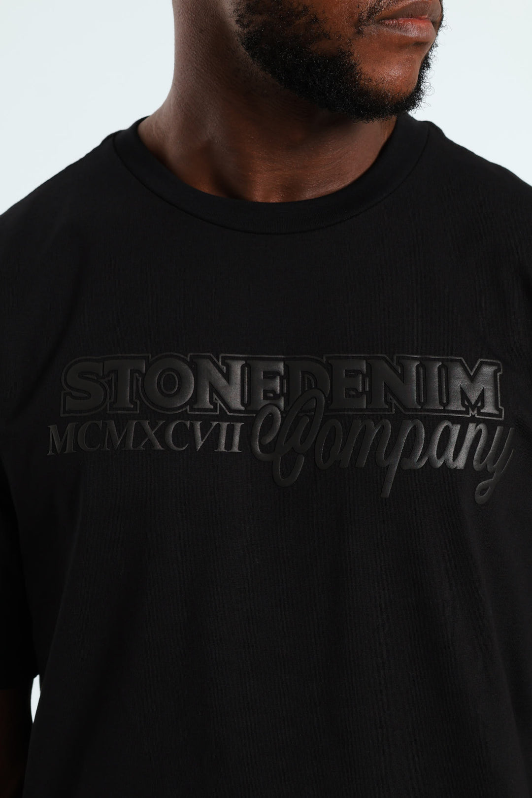 Heavyweight Stone Denim Co. Chest Print Tee - Black