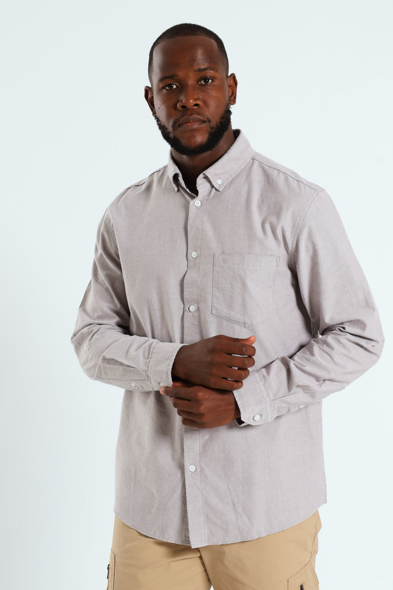 Long Sleeve Oxford Shirt - Light Brown